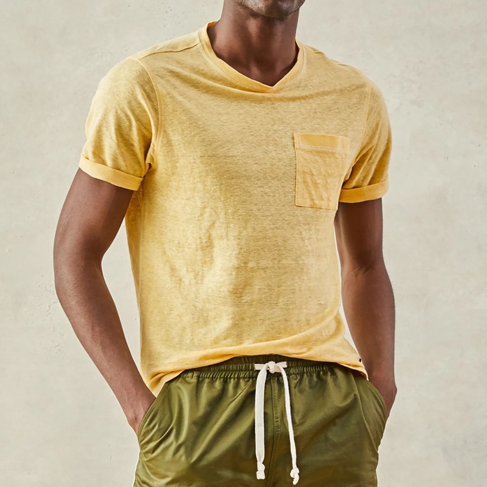 Todd Snyder Linen Jersey T-Shirt Yellow Large